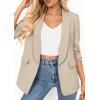 image:imagePRETTYGARDEN Womens 2026 Spring Blazers Business Casual Outfits Open Front Ruched 34 Sleeve Lightweight Work Suits JacketsBeige
