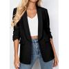 image:imagePRETTYGARDEN Womens 2026 Spring Blazers Business Casual Outfits Open Front Ruched 34 Sleeve Lightweight Work Suits JacketsBlack