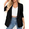 image:imagePRETTYGARDEN Womens 2026 Spring Blazers Business Casual Outfits Open Front Ruched 34 Sleeve Lightweight Work Suits JacketsBlack
