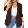image:imagePRETTYGARDEN Womens 2026 Spring Blazers Business Casual Outfits Open Front Ruched 34 Sleeve Lightweight Work Suits JacketsBrown