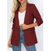 image:imagePRETTYGARDEN Womens 2026 Spring Blazers Business Casual Outfits Open Front Ruched 34 Sleeve Lightweight Work Suits JacketsBurgundy