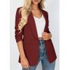 image:imagePRETTYGARDEN Womens 2026 Spring Blazers Business Casual Outfits Open Front Ruched 34 Sleeve Lightweight Work Suits JacketsBurgundy