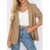 image:imagePRETTYGARDEN Womens 2026 Spring Blazers Business Casual Outfits Open Front Ruched 34 Sleeve Lightweight Work Suits JacketsKhaki