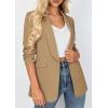 image:imagePRETTYGARDEN Womens 2026 Spring Blazers Business Casual Outfits Open Front Ruched 34 Sleeve Lightweight Work Suits JacketsKhaki