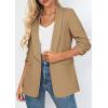 image:imagePRETTYGARDEN Womens 2026 Spring Blazers Business Casual Outfits Open Front Ruched 34 Sleeve Lightweight Work Suits JacketsKhaki