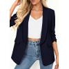 image:imagePRETTYGARDEN Womens 2026 Spring Blazers Business Casual Outfits Open Front Ruched 34 Sleeve Lightweight Work Suits JacketsNavy Blue