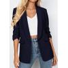 image:imagePRETTYGARDEN Womens 2026 Spring Blazers Business Casual Outfits Open Front Ruched 34 Sleeve Lightweight Work Suits JacketsNavy Blue