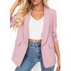 image:imagePRETTYGARDEN Womens 2026 Spring Blazers Business Casual Outfits Open Front Ruched 34 Sleeve Lightweight Work Suits JacketsPink