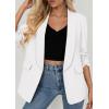 image:imagePRETTYGARDEN Womens 2026 Spring Blazers Business Casual Outfits Open Front Ruched 34 Sleeve Lightweight Work Suits JacketsWhite