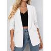 image:imagePRETTYGARDEN Womens 2026 Spring Blazers Business Casual Outfits Open Front Ruched 34 Sleeve Lightweight Work Suits JacketsWhite