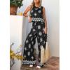 image:imagePRETTYGARDEN Womens 2026 Summer 2 Piece Lounge Sets Boho Floral Tank Tops Flowy Wide Leg Pants Travel Beach Vacation OutfitsFloral Black White