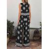 image:imagePRETTYGARDEN Womens 2026 Summer 2 Piece Lounge Sets Boho Floral Tank Tops Flowy Wide Leg Pants Travel Beach Vacation OutfitsFloral Black White
