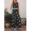 image:imagePRETTYGARDEN Womens 2026 Summer 2 Piece Lounge Sets Boho Floral Tank Tops Flowy Wide Leg Pants Travel Beach Vacation OutfitsFloral Black White