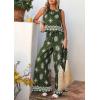 image:imagePRETTYGARDEN Womens 2026 Summer 2 Piece Lounge Sets Boho Floral Tank Tops Flowy Wide Leg Pants Travel Beach Vacation OutfitsFloral Dark Green White