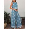 image:imagePRETTYGARDEN Womens 2026 Summer 2 Piece Lounge Sets Boho Floral Tank Tops Flowy Wide Leg Pants Travel Beach Vacation OutfitsFloral Grey Blue White