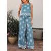 image:imagePRETTYGARDEN Womens 2026 Summer 2 Piece Lounge Sets Boho Floral Tank Tops Flowy Wide Leg Pants Travel Beach Vacation OutfitsFloral Grey Blue White