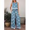image:imagePRETTYGARDEN Womens 2026 Summer 2 Piece Lounge Sets Boho Floral Tank Tops Flowy Wide Leg Pants Travel Beach Vacation OutfitsFloral Grey Blue White