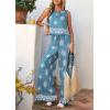 image:imagePRETTYGARDEN Womens 2026 Summer 2 Piece Lounge Sets Boho Floral Tank Tops Flowy Wide Leg Pants Travel Beach Vacation OutfitsFloral Grey Blue White