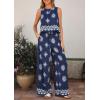 image:imagePRETTYGARDEN Womens 2026 Summer 2 Piece Lounge Sets Boho Floral Tank Tops Flowy Wide Leg Pants Travel Beach Vacation OutfitsFloral Navy White