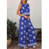 image:imagePRETTYGARDEN Womens 2026 Summer 2 Piece Lounge Sets Boho Floral Tank Tops Flowy Wide Leg Pants Travel Beach Vacation OutfitsFloral Royal Blue White