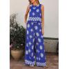 image:imagePRETTYGARDEN Womens 2026 Summer 2 Piece Lounge Sets Boho Floral Tank Tops Flowy Wide Leg Pants Travel Beach Vacation OutfitsFloral Royal Blue White