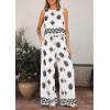 image:imagePRETTYGARDEN Womens 2026 Summer 2 Piece Lounge Sets Boho Floral Tank Tops Flowy Wide Leg Pants Travel Beach Vacation OutfitsFloral White Black