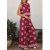 image:imagePRETTYGARDEN Womens 2026 Summer 2 Piece Lounge Sets Boho Floral Tank Tops Flowy Wide Leg Pants Travel Beach Vacation OutfitsFloral Wine Red White