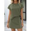 image:imagePRETTYGARDEN Womens 2026 Summer 2 Piece Skirt Sets Short Sleeve Shirts Tops Skorts Matching Workout Clothes Travel OutfitsArmy Green
