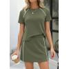 image:imagePRETTYGARDEN Womens 2026 Summer 2 Piece Skirt Sets Short Sleeve Shirts Tops Skorts Matching Workout Clothes Travel OutfitsArmy Green