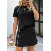 image:imagePRETTYGARDEN Womens 2026 Summer 2 Piece Skirt Sets Short Sleeve Shirts Tops Skorts Matching Workout Clothes Travel OutfitsBlack