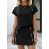 image:imagePRETTYGARDEN Womens 2026 Summer 2 Piece Skirt Sets Short Sleeve Shirts Tops Skorts Matching Workout Clothes Travel OutfitsBlack