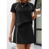 image:imagePRETTYGARDEN Womens 2026 Summer 2 Piece Skirt Sets Short Sleeve Shirts Tops Skorts Matching Workout Clothes Travel OutfitsBlack