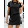 image:imagePRETTYGARDEN Womens 2026 Summer 2 Piece Skirt Sets Short Sleeve Shirts Tops Skorts Matching Workout Clothes Travel OutfitsBlack