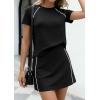 image:imagePRETTYGARDEN Womens 2026 Summer 2 Piece Skirt Sets Short Sleeve Shirts Tops Skorts Matching Workout Clothes Travel OutfitsBlack