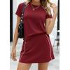 image:imagePRETTYGARDEN Womens 2026 Summer 2 Piece Skirt Sets Short Sleeve Shirts Tops Skorts Matching Workout Clothes Travel OutfitsBurgundy