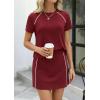 image:imagePRETTYGARDEN Womens 2026 Summer 2 Piece Skirt Sets Short Sleeve Shirts Tops Skorts Matching Workout Clothes Travel OutfitsBurgundy