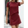 image:imagePRETTYGARDEN Womens 2026 Summer 2 Piece Skirt Sets Short Sleeve Shirts Tops Skorts Matching Workout Clothes Travel OutfitsBurgundy
