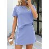 image:imagePRETTYGARDEN Womens 2026 Summer 2 Piece Skirt Sets Short Sleeve Shirts Tops Skorts Matching Workout Clothes Travel OutfitsLight Blue