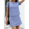 image:imagePRETTYGARDEN Womens 2026 Summer 2 Piece Skirt Sets Short Sleeve Shirts Tops Skorts Matching Workout Clothes Travel OutfitsLight Blue