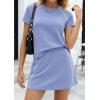 image:imagePRETTYGARDEN Womens 2026 Summer 2 Piece Skirt Sets Short Sleeve Shirts Tops Skorts Matching Workout Clothes Travel OutfitsLight Blue
