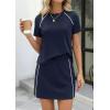image:imagePRETTYGARDEN Womens 2026 Summer 2 Piece Skirt Sets Short Sleeve Shirts Tops Skorts Matching Workout Clothes Travel OutfitsNavy Blue