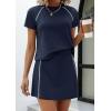 image:imagePRETTYGARDEN Womens 2026 Summer 2 Piece Skirt Sets Short Sleeve Shirts Tops Skorts Matching Workout Clothes Travel OutfitsNavy Blue