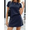 image:imagePRETTYGARDEN Womens 2026 Summer 2 Piece Skirt Sets Short Sleeve Shirts Tops Skorts Matching Workout Clothes Travel OutfitsNavy Blue