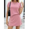 image:imagePRETTYGARDEN Womens 2026 Summer 2 Piece Skirt Sets Short Sleeve Shirts Tops Skorts Matching Workout Clothes Travel OutfitsPink