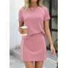 image:imagePRETTYGARDEN Womens 2026 Summer 2 Piece Skirt Sets Short Sleeve Shirts Tops Skorts Matching Workout Clothes Travel OutfitsPink