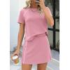 image:imagePRETTYGARDEN Womens 2026 Summer 2 Piece Skirt Sets Short Sleeve Shirts Tops Skorts Matching Workout Clothes Travel OutfitsPink
