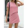 image:imagePRETTYGARDEN Womens 2026 Summer 2 Piece Skirt Sets Short Sleeve Shirts Tops Skorts Matching Workout Clothes Travel OutfitsPink