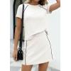 image:imagePRETTYGARDEN Womens 2026 Summer 2 Piece Skirt Sets Short Sleeve Shirts Tops Skorts Matching Workout Clothes Travel OutfitsWhite