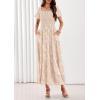 image:imagePRETTYGARDEN Womens 2026 Summer Boho Maxi Dresses Floral Short Sleeve Square Neck Smocked Flowy Long Dress Vacation OutfitsBeige