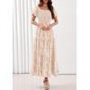 image:imagePRETTYGARDEN Womens 2026 Summer Boho Maxi Dresses Floral Short Sleeve Square Neck Smocked Flowy Long Dress Vacation OutfitsBeige